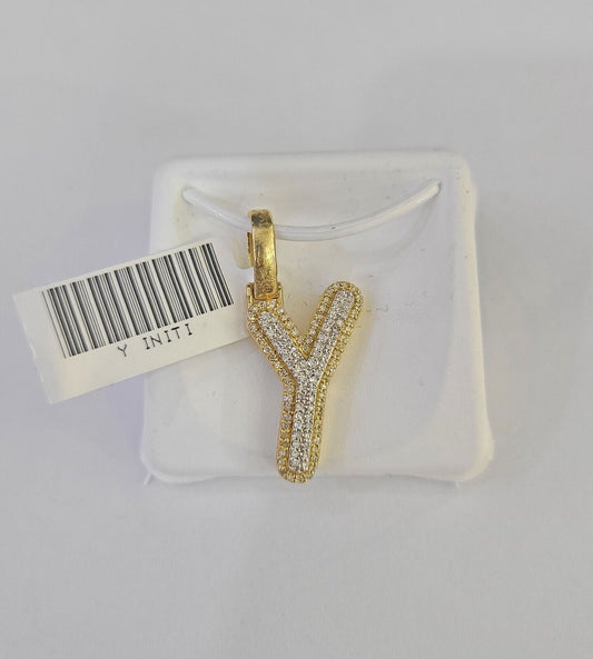 10k Yellow Gold Diamond Y Charm Pendant Initial Alphabet Letter Real Genuine - GoldenlinQ