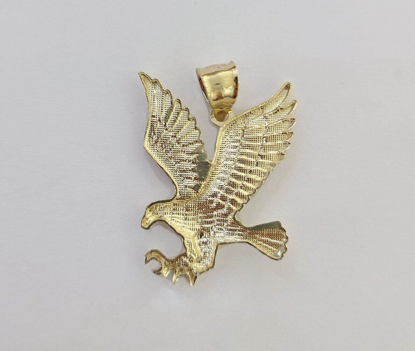 10k Yellow Gold Flying Eagle Charm Pendant For Men Women 1" Inch Bird 10kt Real - Reva Jeweler