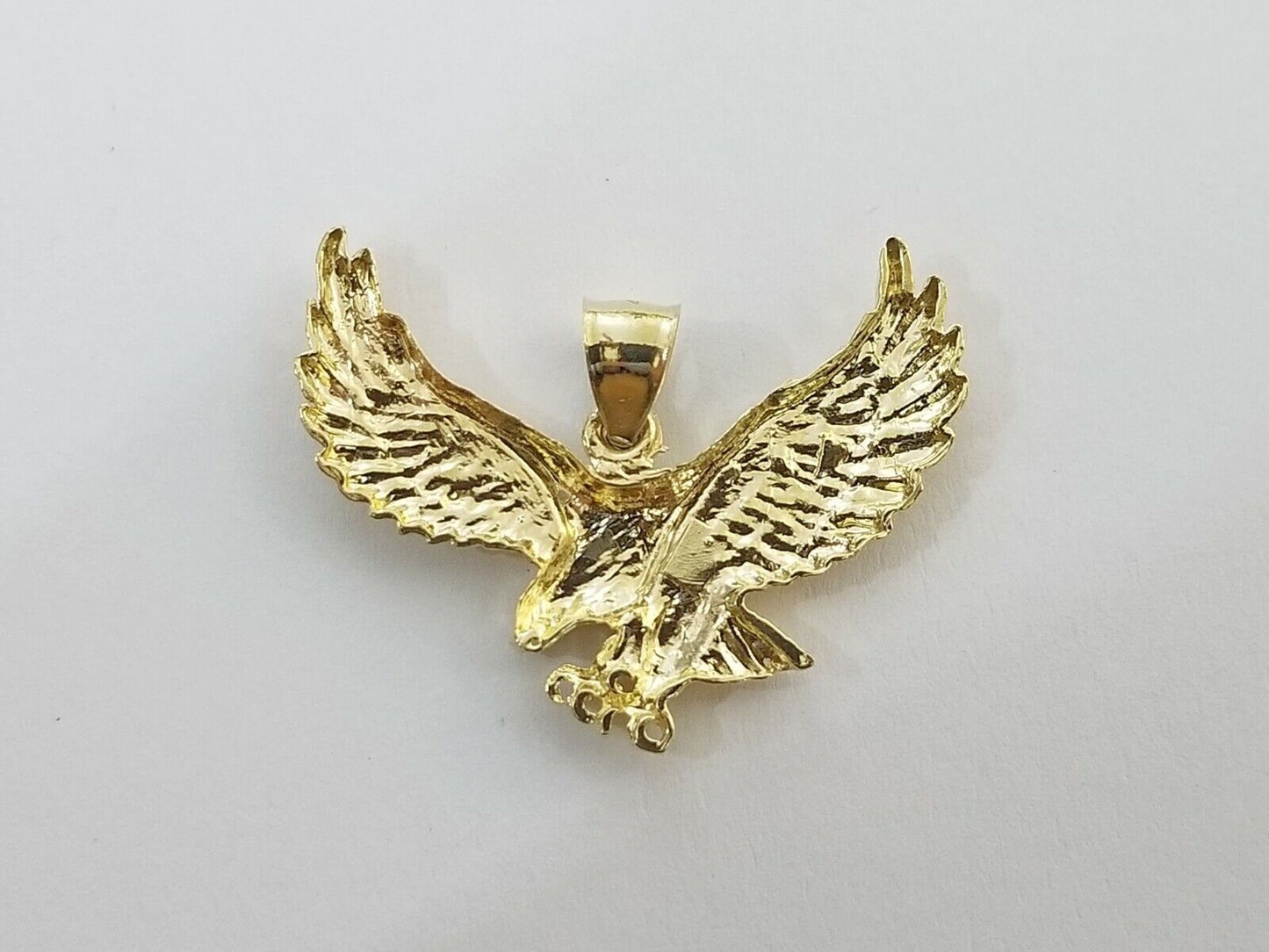 10k Yellow Gold Flying Eagle Diamond Cut Charm Pendant For Men Women Real - Reva Jeweler