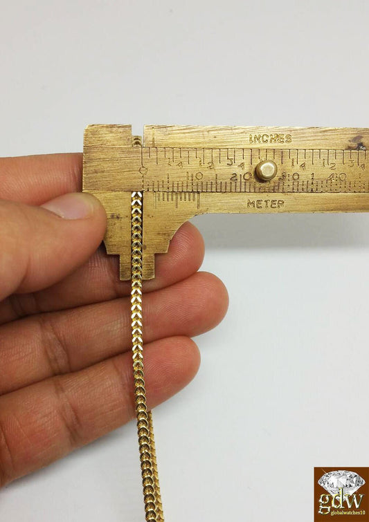 10k Yellow Gold Franco Chain Necklace Cross pendant charm 22" 24" 26" - Reva Jeweler
