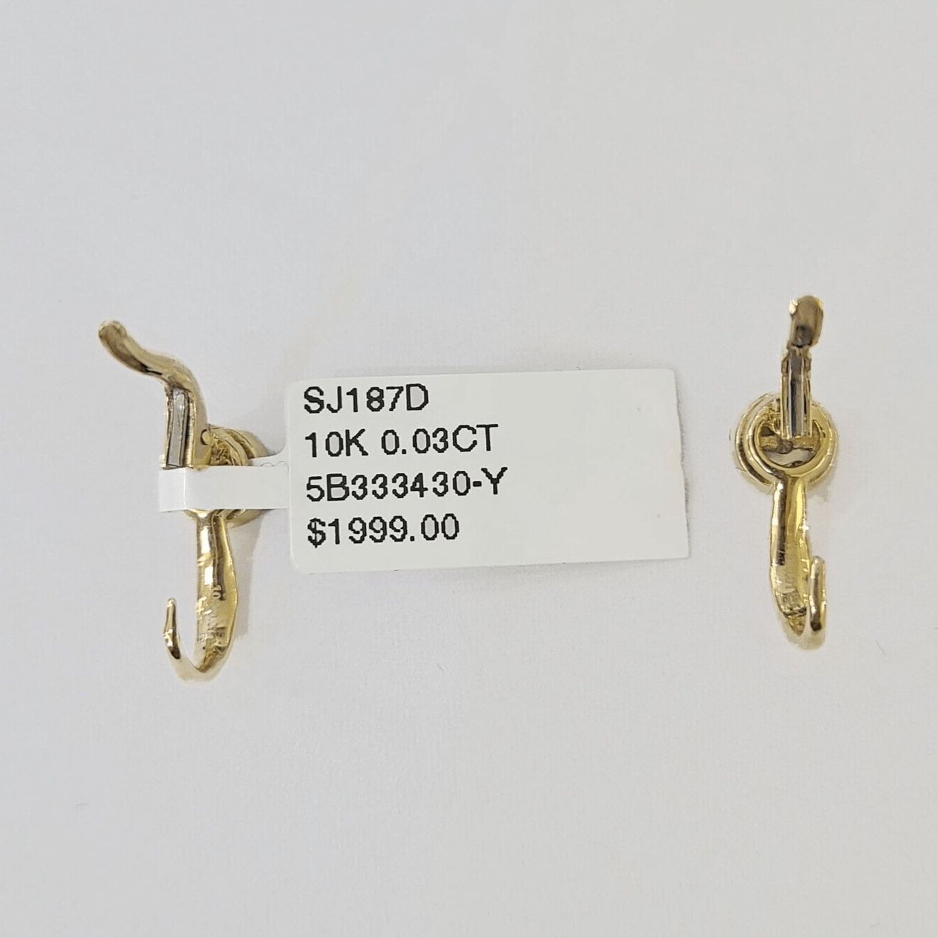 10k Yellow gold Hoops Earring Real Diamond Women Genuine - Reva Jeweler
