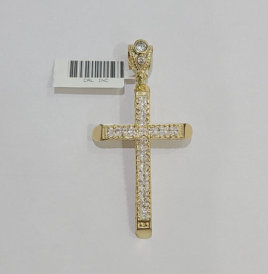 10k Yellow Gold Jesus Cross Charm Pendant 10 KT 2.5" Inch Religious Charm Real - Reva Jeweler