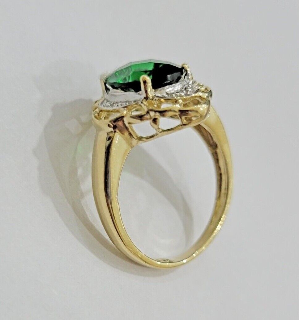 10k Yellow Gold Ladies Green Ring Women's Casual Band SALE Real 10kt Brand New - Reva Jeweler
