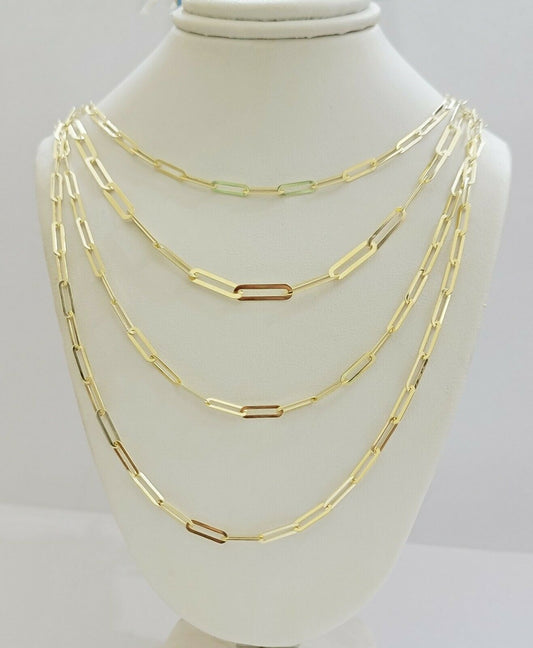 10k Yellow Gold Ladies Paperclip Chain necklace 4mm all size, REAL 10kt ,women - Reva Jeweler