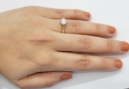 10k Yellow Gold Ladies Solitaire Ring For Womens Casual Band SALE Real Brand New - Reva Jeweler