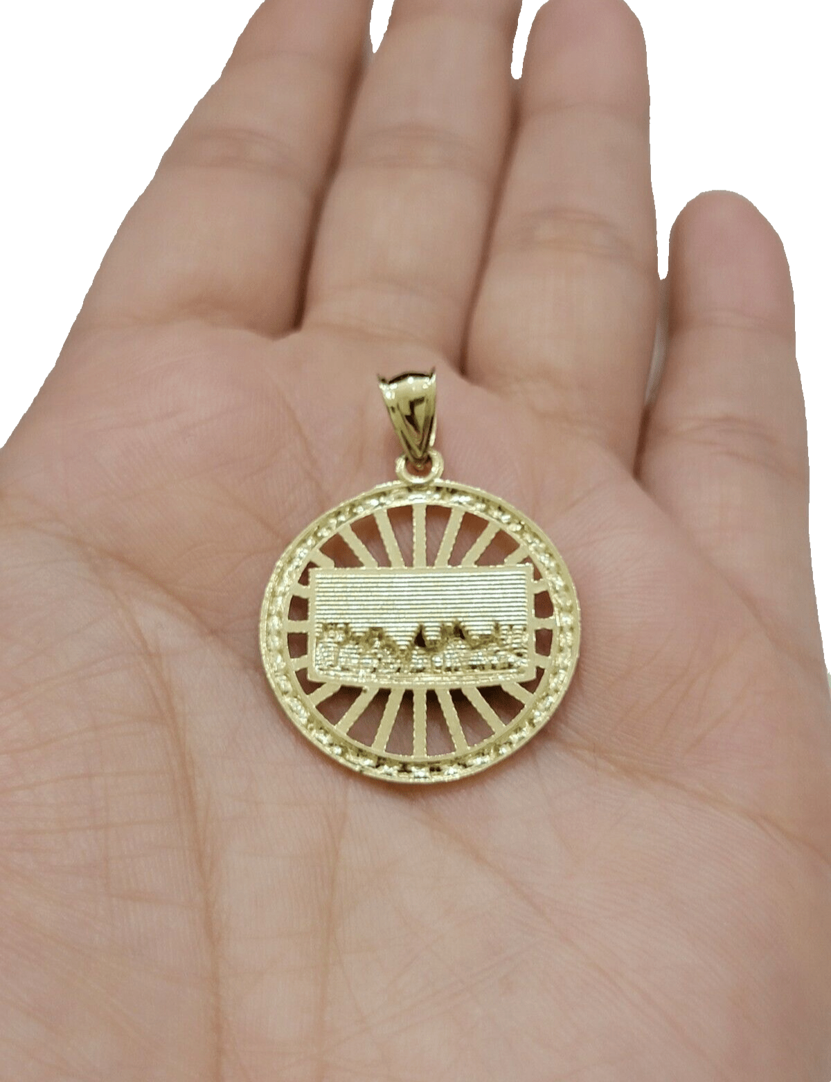 10k Yellow Gold Last Supper Charm Miami Cuban Chain 18'' 10kt Pendant Necklace - Reva Jeweler