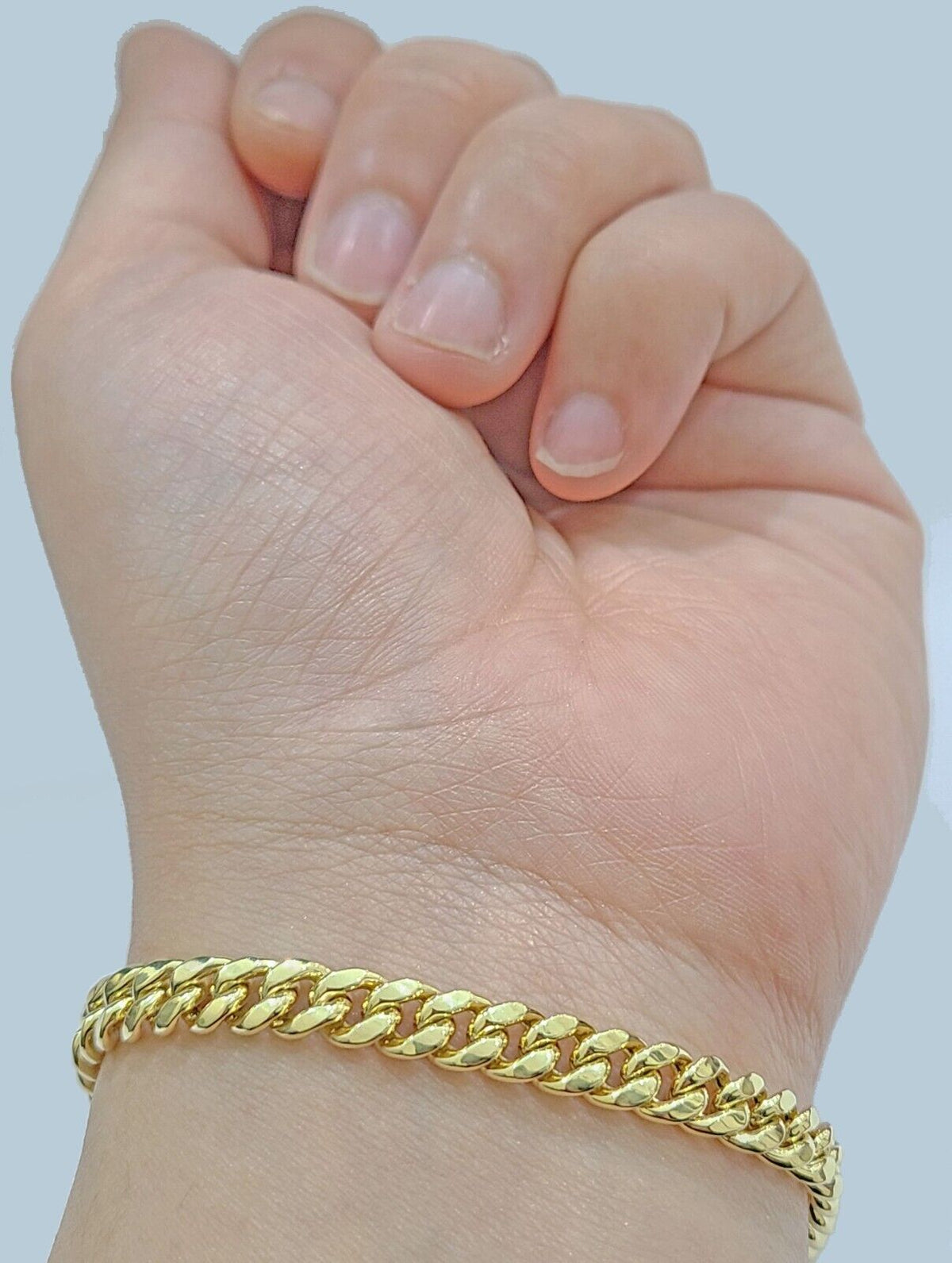 10k Yellow Gold Miami Cuban Link Bracelet 7" inch 7mm Real 10kt Kids and Ladies - GoldenlinQ