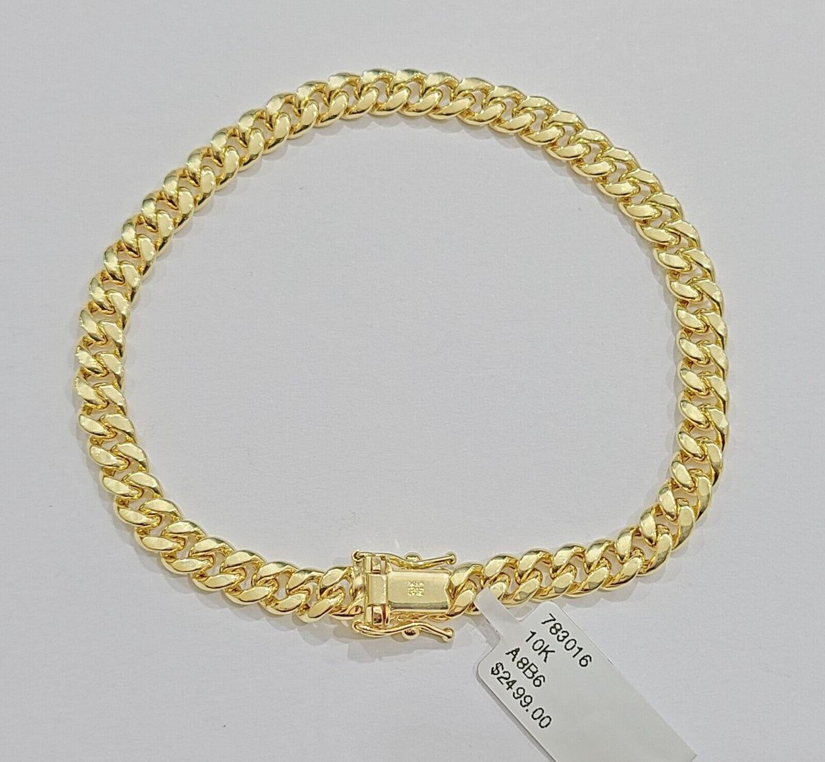 10k Yellow Gold Miami Cuban Link Bracelet 8" inch 6mm Real 10kt Box Lock Men - GoldenlinQ