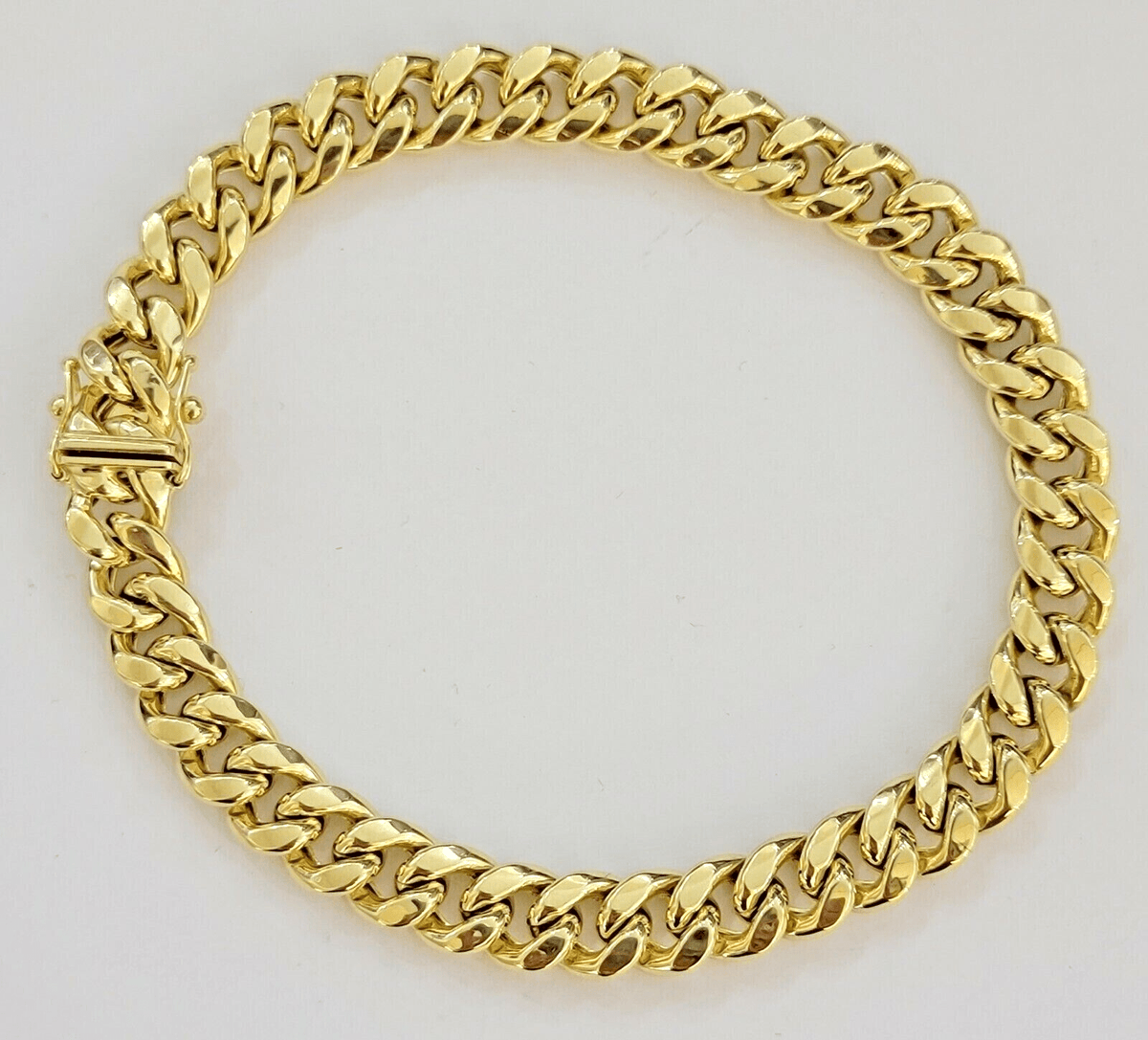 10k Yellow Gold Miami Cuban Link Bracelet 8" inch 9mm Real 10kt Box Lock - GoldenlinQ