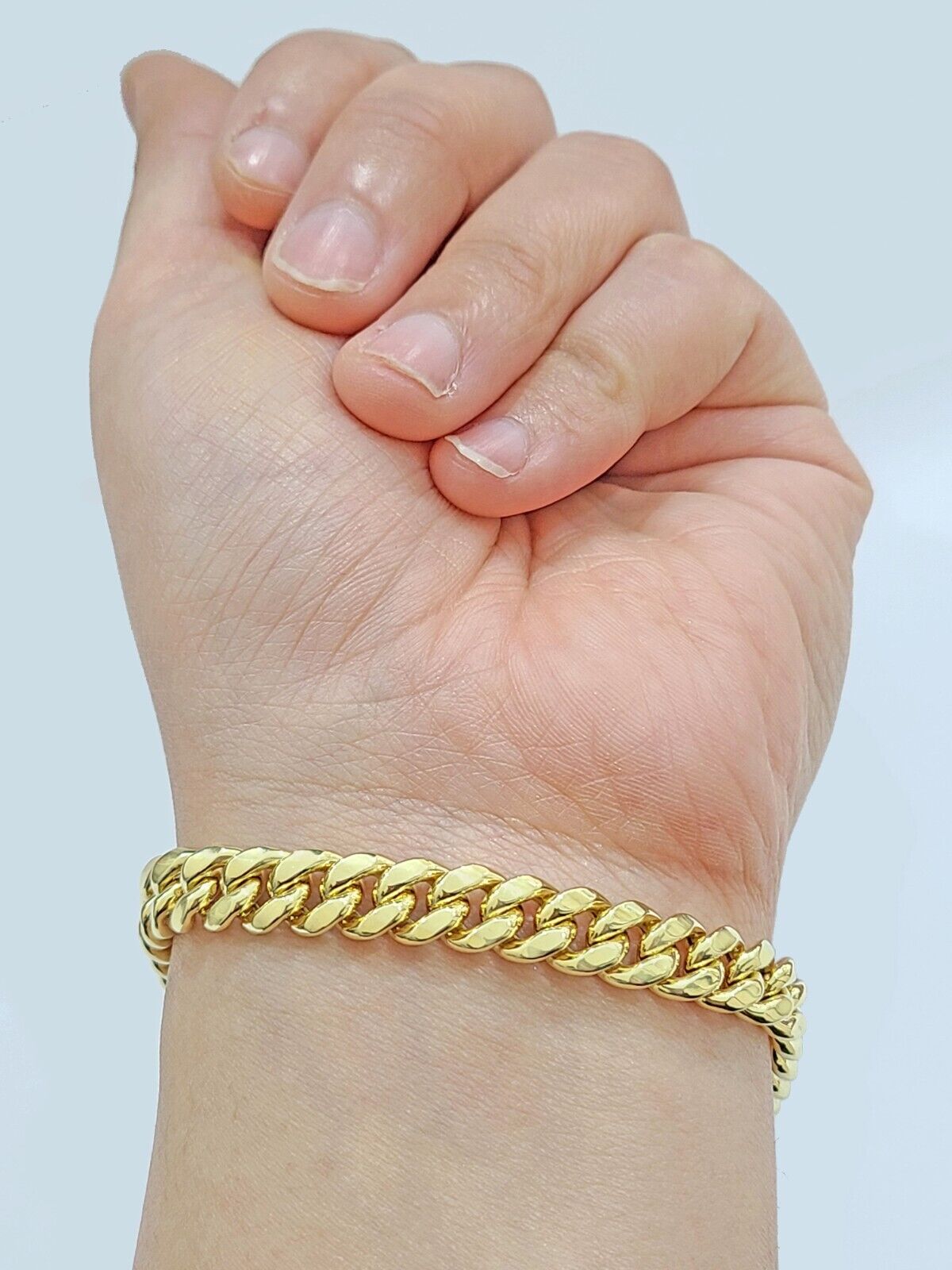 10k Yellow Gold Miami Cuban Link Bracelet 9" inch 8mm Real 10kt Box Lock Men - GoldenlinQ