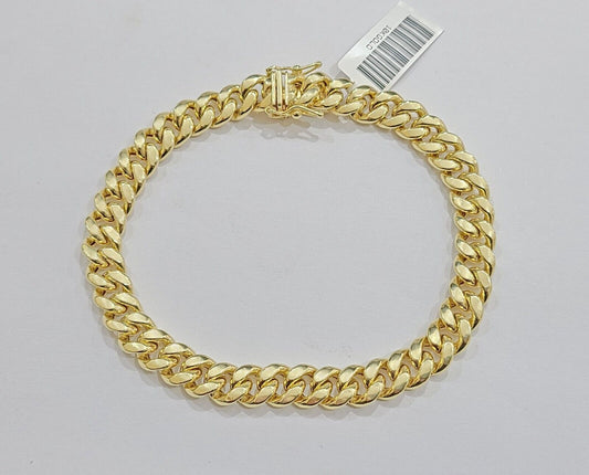 10k Yellow Gold Miami Cuban Link Bracelet 9" inch 8mm Real 10kt Box Lock Men - Reva Jeweler