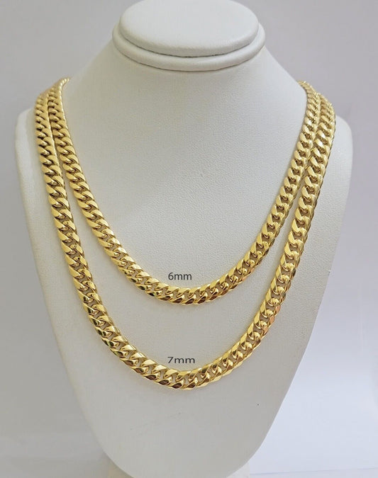 10k Yellow Gold Miami Cuban Link Chain Box Necklace 6mm 20 - 24 Inch Real SALE - Reva Jeweler