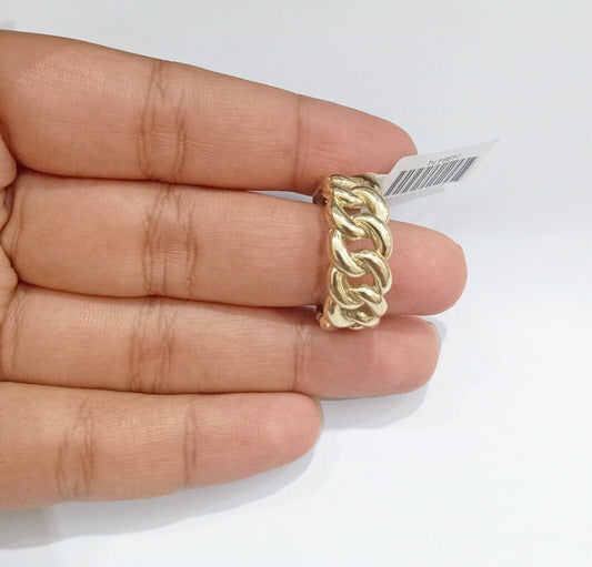 10k Yellow Gold Miami Cuban Link Ring Band size 10 Mens Real 10kt gold - GoldenlinQ