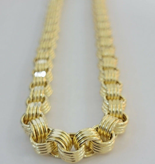 10k Yellow Gold Necklace Byzantine Box chain 28 Inch 12.5mm Mens Thick REAL 10K - Reva Jeweler