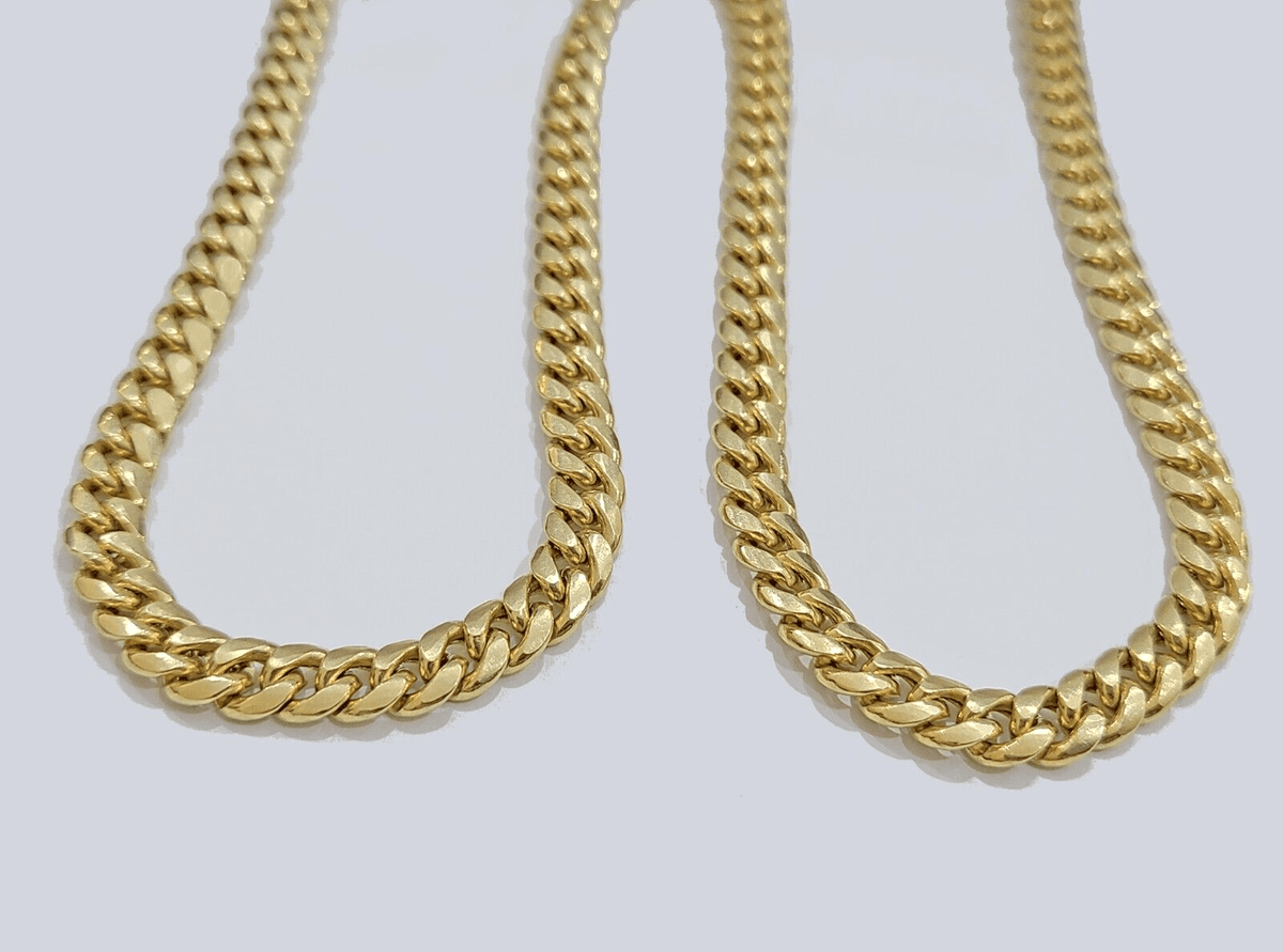 10k Yellow Gold Necklace Miami Cuban Chain 6mm 22" inch 10kt Men's Real Box Lock - Reva Jeweler