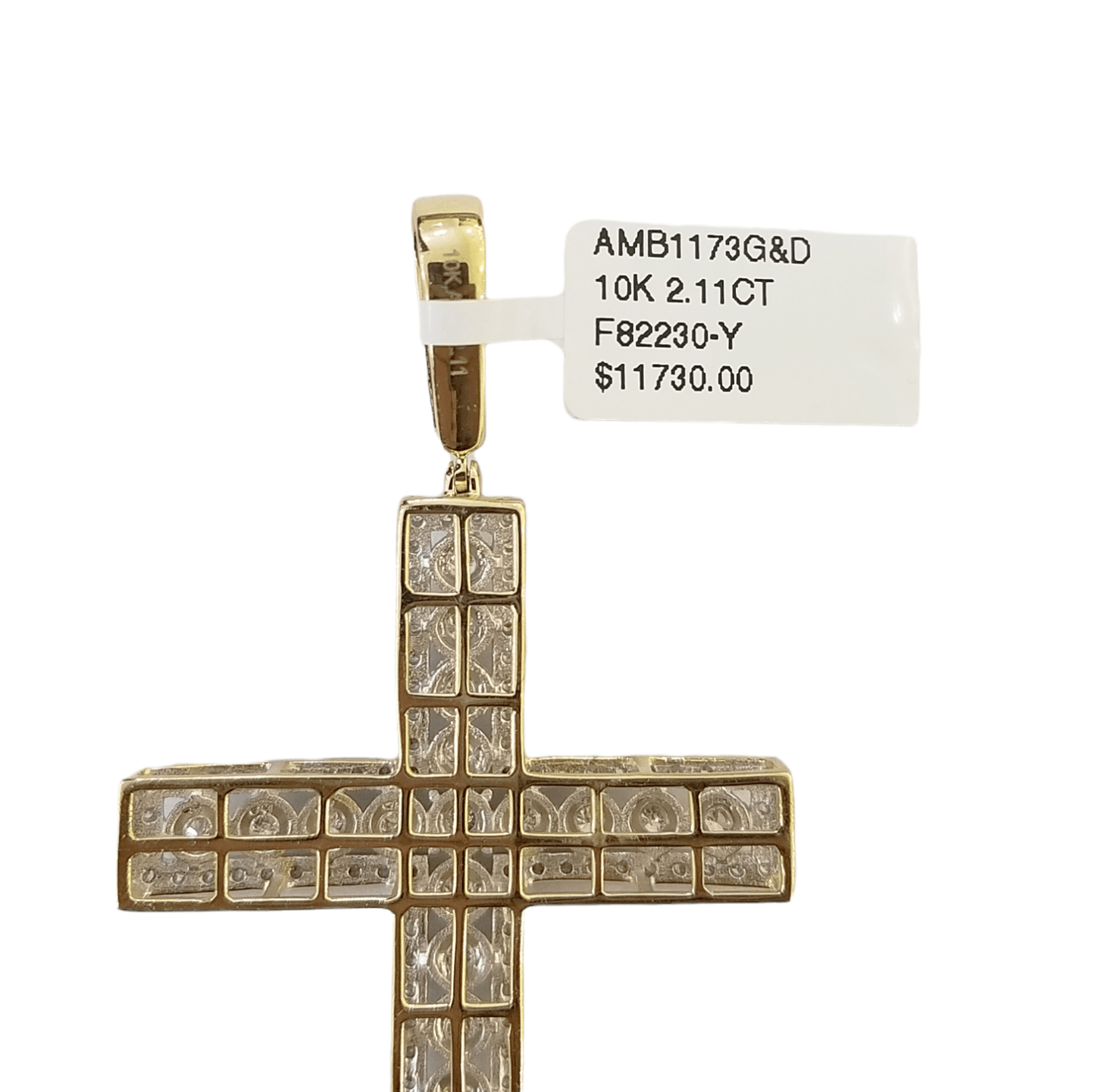 10K Yellow Gold Real Diamond Cross Pendent Religious Jesus Charm - Reva Jeweler