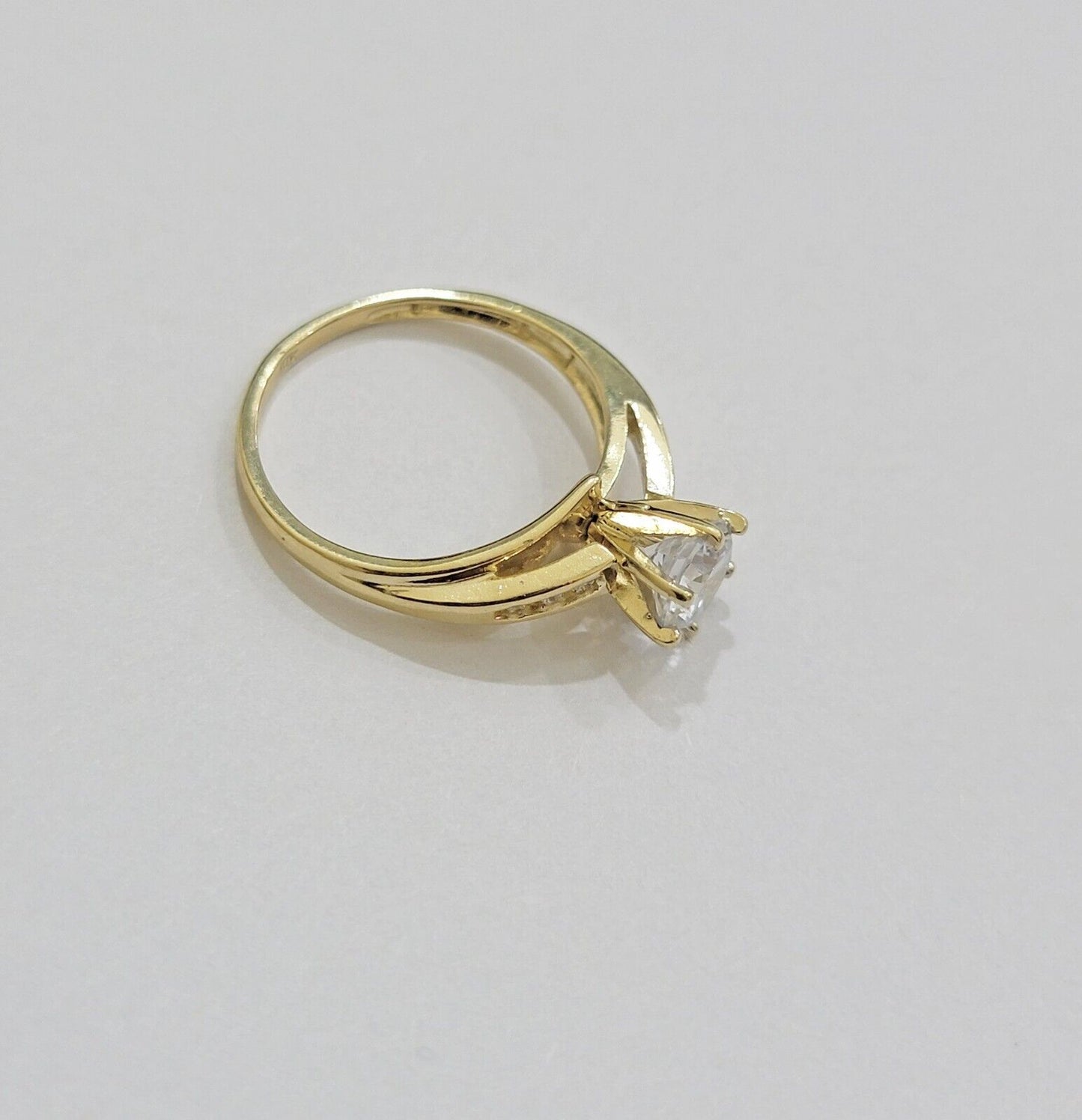 10k Yellow Gold Ring Ladies Wedding Band Real 10kt Solitaire Engagement Women - Reva Jeweler