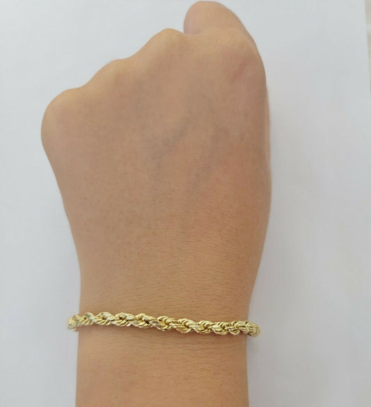 10k Yellow Gold Rope bracelet 7" 7.5" 8" 8.5" 9" Men Women 3mm - 8mm REAL 10 KT - Reva Jeweler