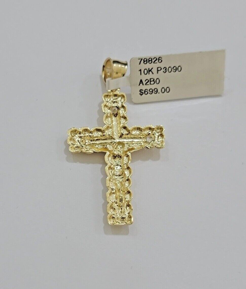 10kt Gold Milano Rope Chain Cross Charm Pendant Set 18 - 24 Inch 3mm Necklace REAL - Reva Jeweler