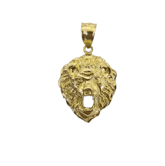 10kYellow Gold Lion Head Pendent 3mm 20" 22" 24" 26" 28" Inch Miami Cuban Chain - Reva Jeweler