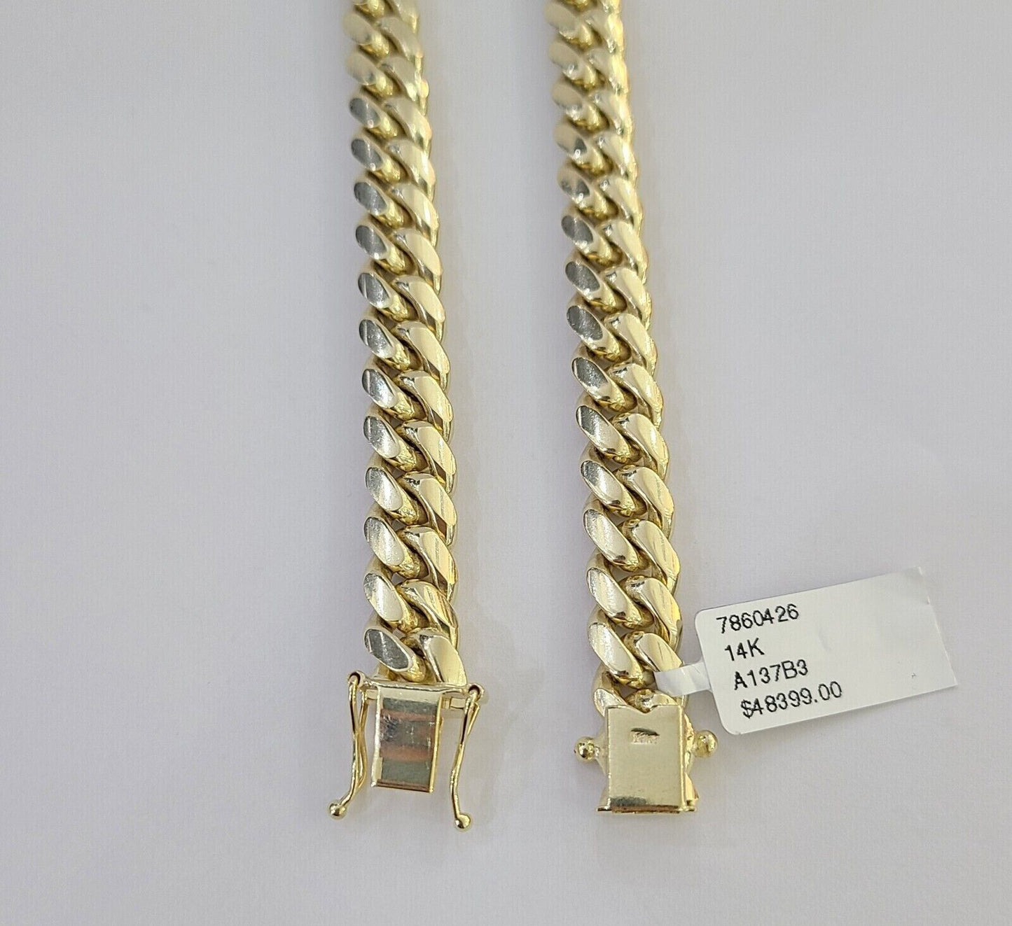 14k Gold 9mm Miami Cuban Link Chain Necklace Solid 14kt Yellow Gold Link 24Inch - Reva Jeweler
