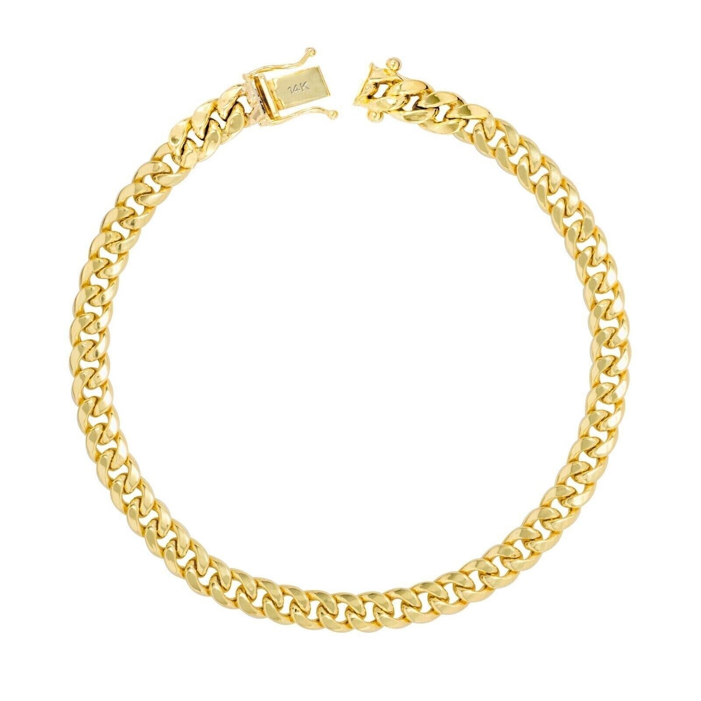 14k Gold Bracelet 6mm 9" Inch Real 14kt Yellow Gold For Mens, Box clasp, REAL - Reva Jeweler
