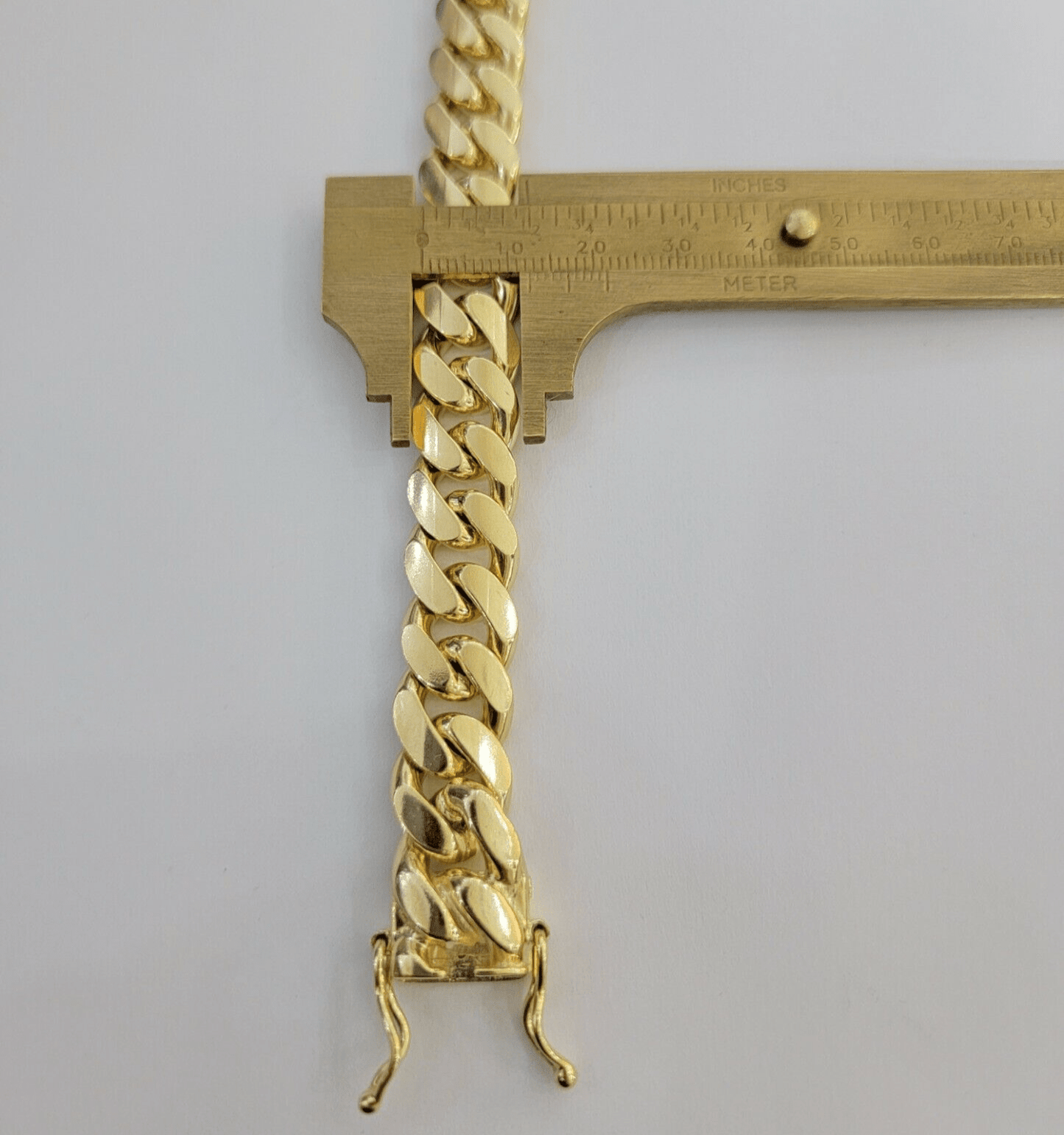 14k Gold bracelet Miami Cuban Link 9 Inch Solid 13mm Mens REAL 14 KT SOLID HEAVY - Reva Jeweler