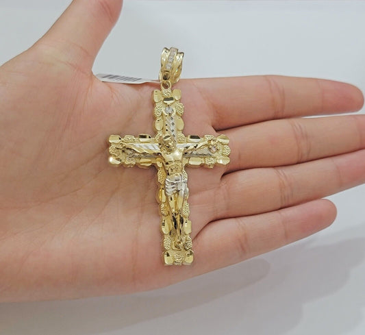 14k Gold Chain Cross SET Miami Cuban Link Necklace 7.5mm 22" - 28" ,Charm Pendant - Reva Jeweler