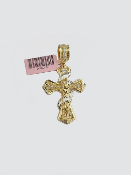 14k Gold Jesus Crucifix Cross Pendant Charm 14kt Yellow 2'' Inch For Chain Real - Reva Jeweler