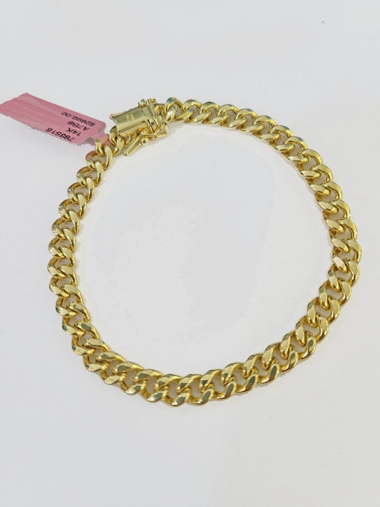 14K Gold Miami Cuban Bracelet 7" Inch 6mm Box Clasp Link men women, REAL 14KT - Reva Jeweler