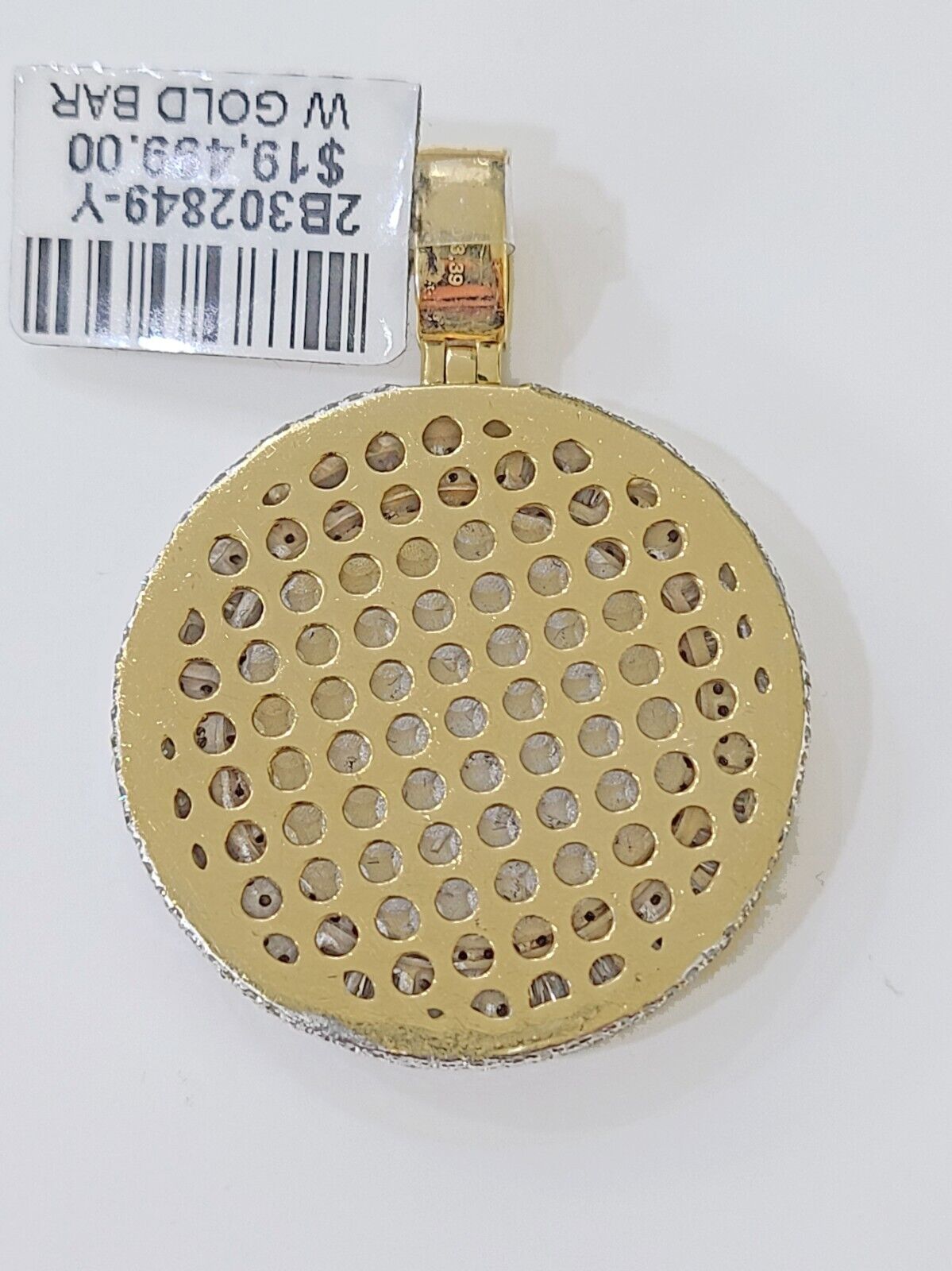 14k Real Yellow Gold And Diamond Circular Charm / Pendant 3.39CT - Reva Jeweler