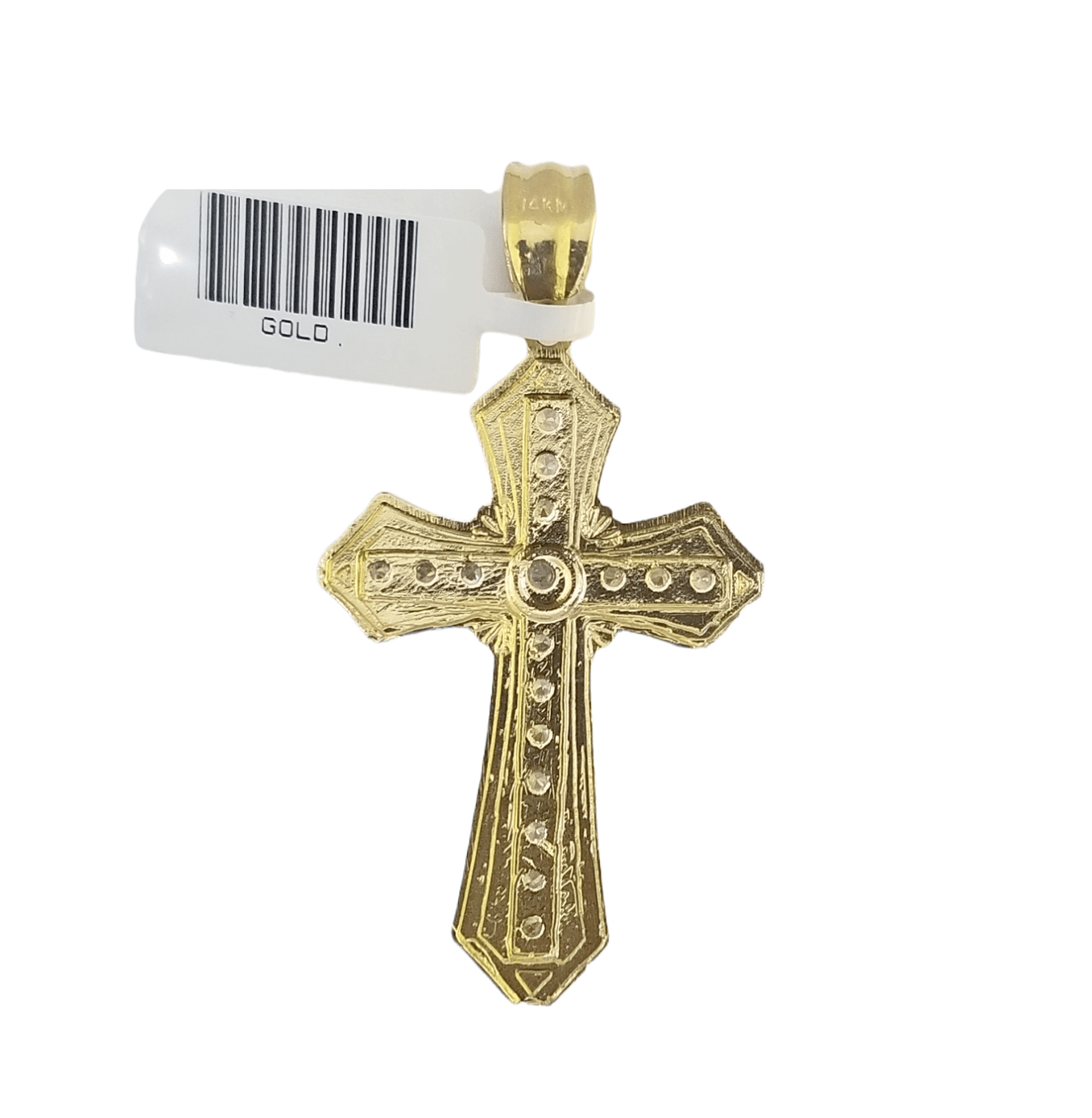 14K Real Yellow Gold Jesus Cross Diamond Cut Pendant Religious Charm - Reva Jeweler