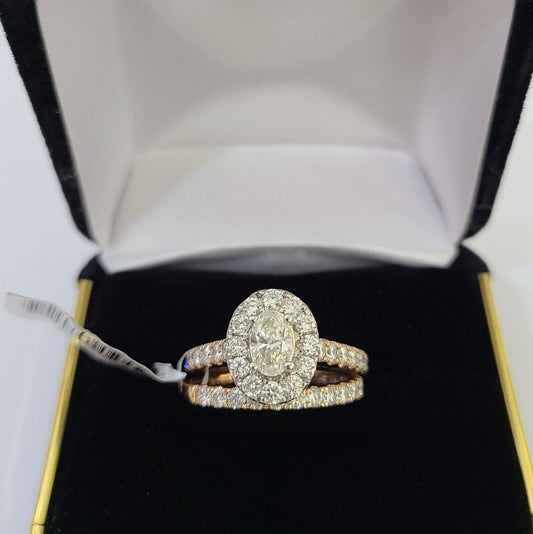 14k Rose Gold Diamond Bridal Ring Band Set Ladies Wedding Real Engagement - Reva Jeweler