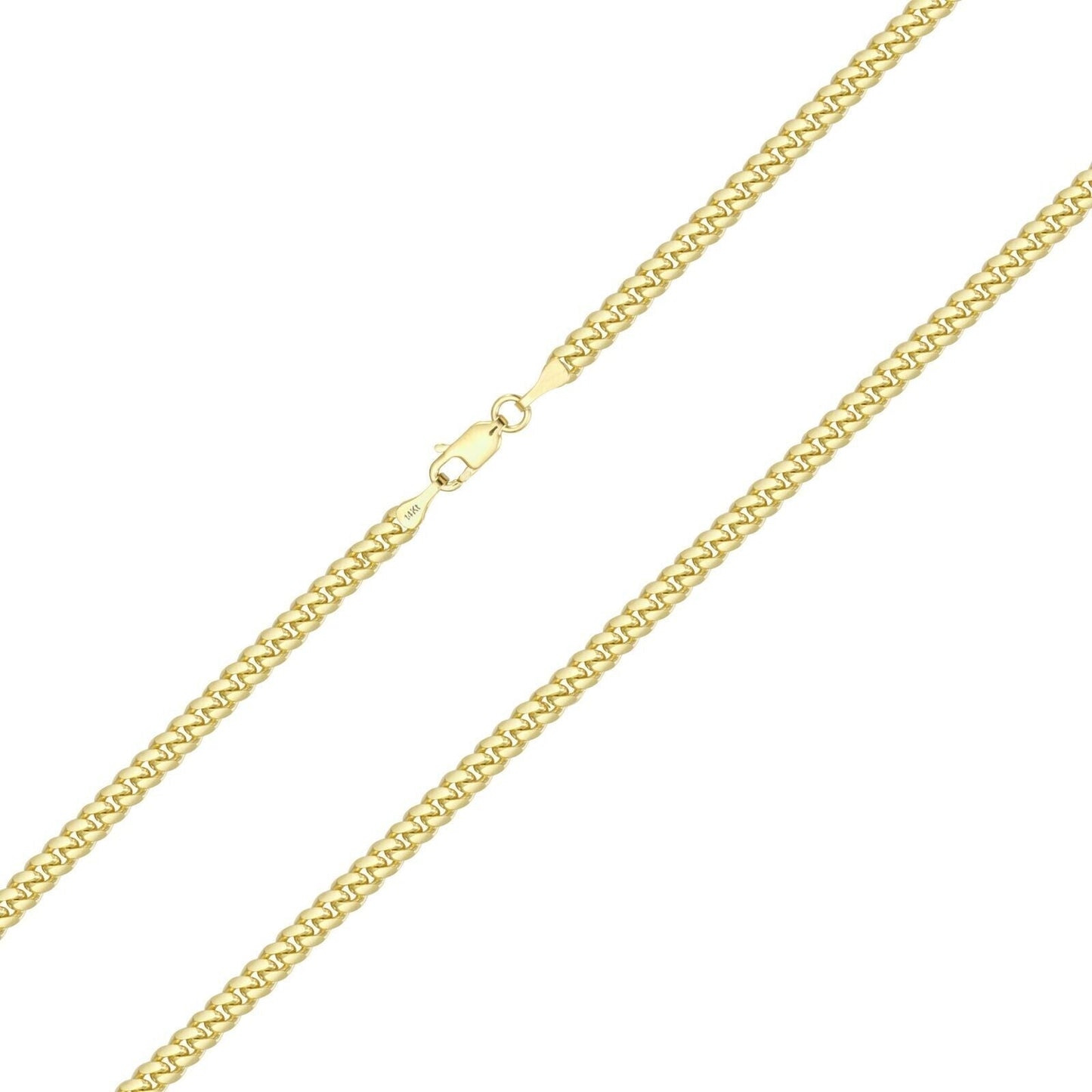 14k Solid Yellow Gold Miami Cuban Link Chain 5mm 28" Necklace 14kt Lobster Lock - GoldenlinQ