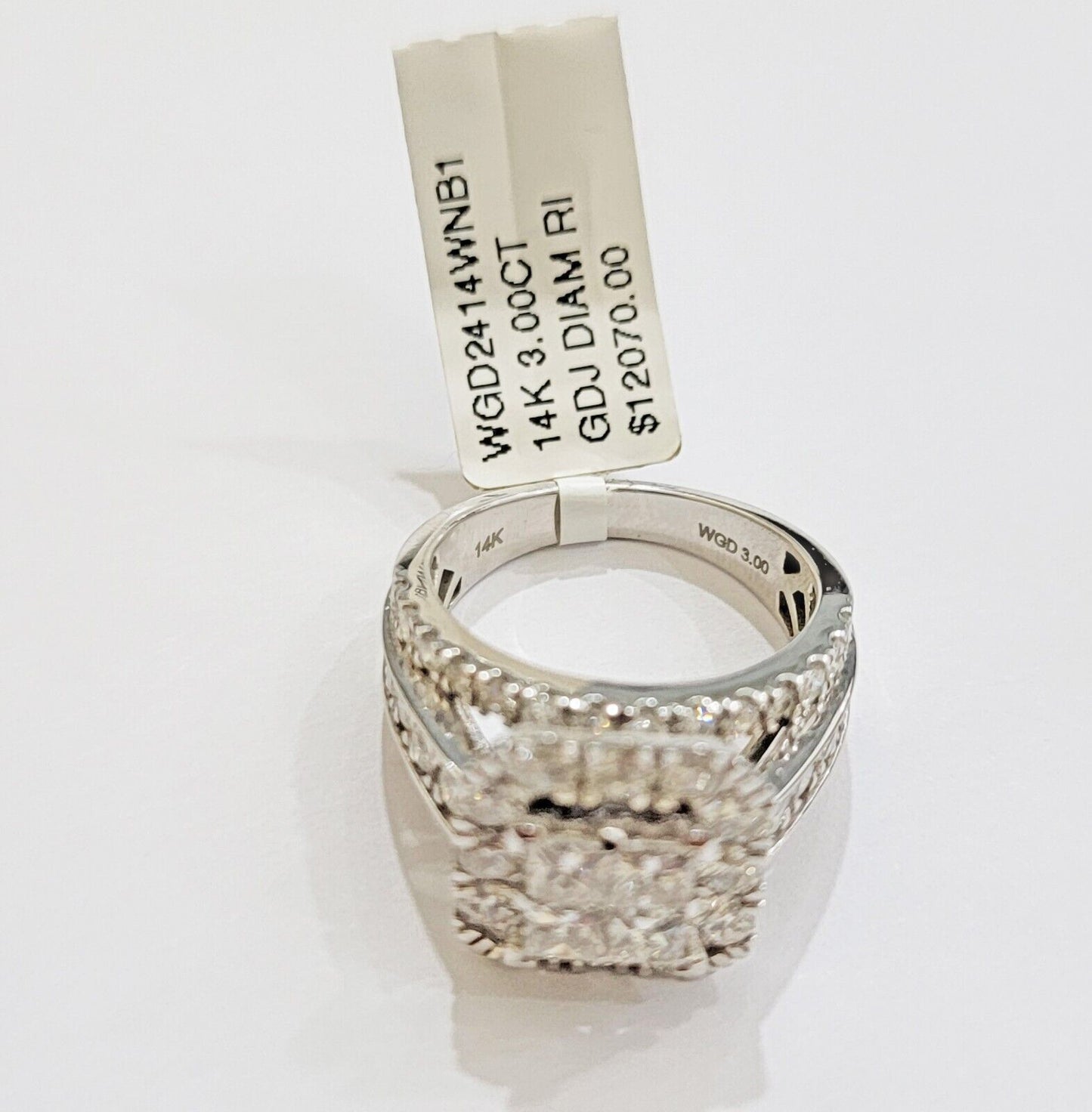 14k White Gold Diamond Ring Ladies 3CT Wedding Engagement Women Solid Band REAL - Reva Jeweler