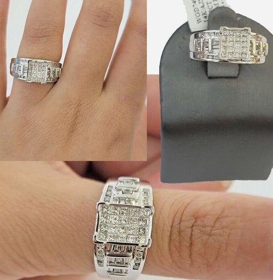 14k white Gold Natural Diamond Ladies Ring 1CT Diamond Real Women's Ring Band - Reva Jeweler