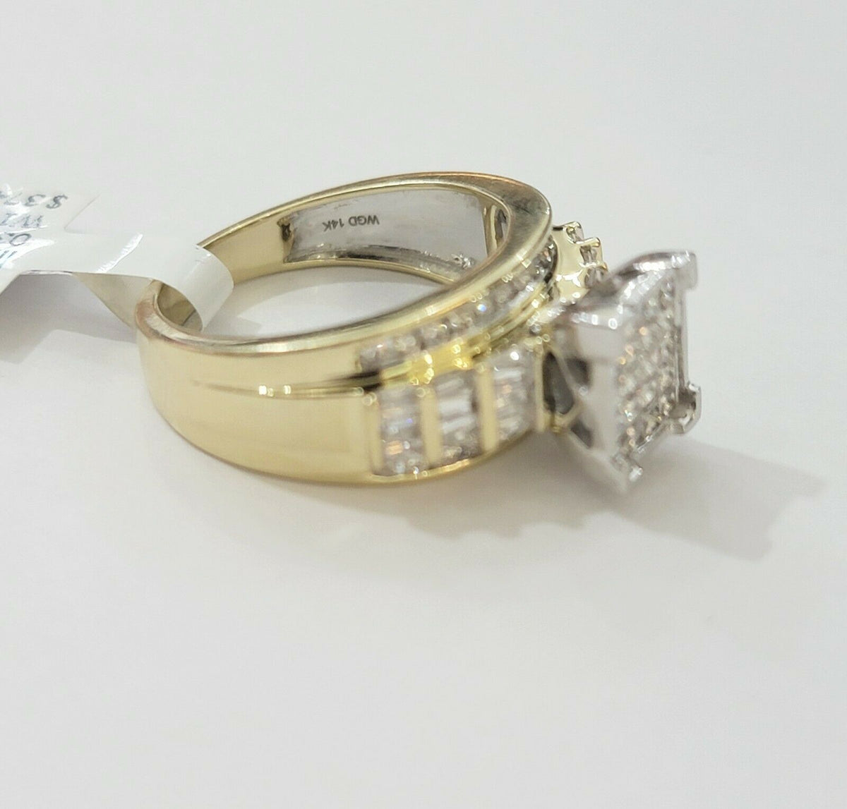 14k Yellow Gold 1CT Diamond Ladies Ring Princess Cut Baguette Round Diamd, Women - Reva Jeweler