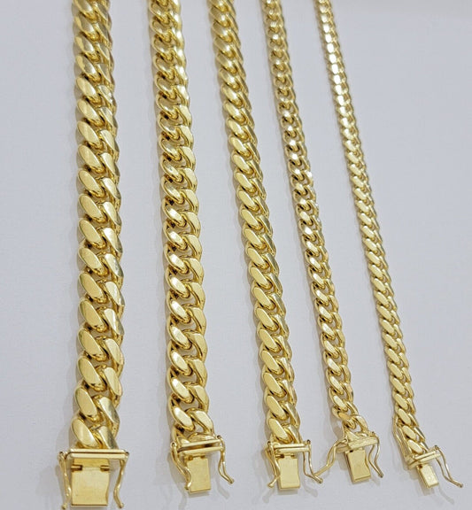14k Yellow Gold Bracelet Miami Cuban Link 6mm - 10 mm 7.5 - 9 Inch REAL 14kt SOLID - Reva Jeweler