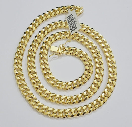 14k Yellow Gold Chain Necklace 8mm Miami Cuban Link 20 - 30 Inch REAL 14KT MEN'S - Reva Jeweler
