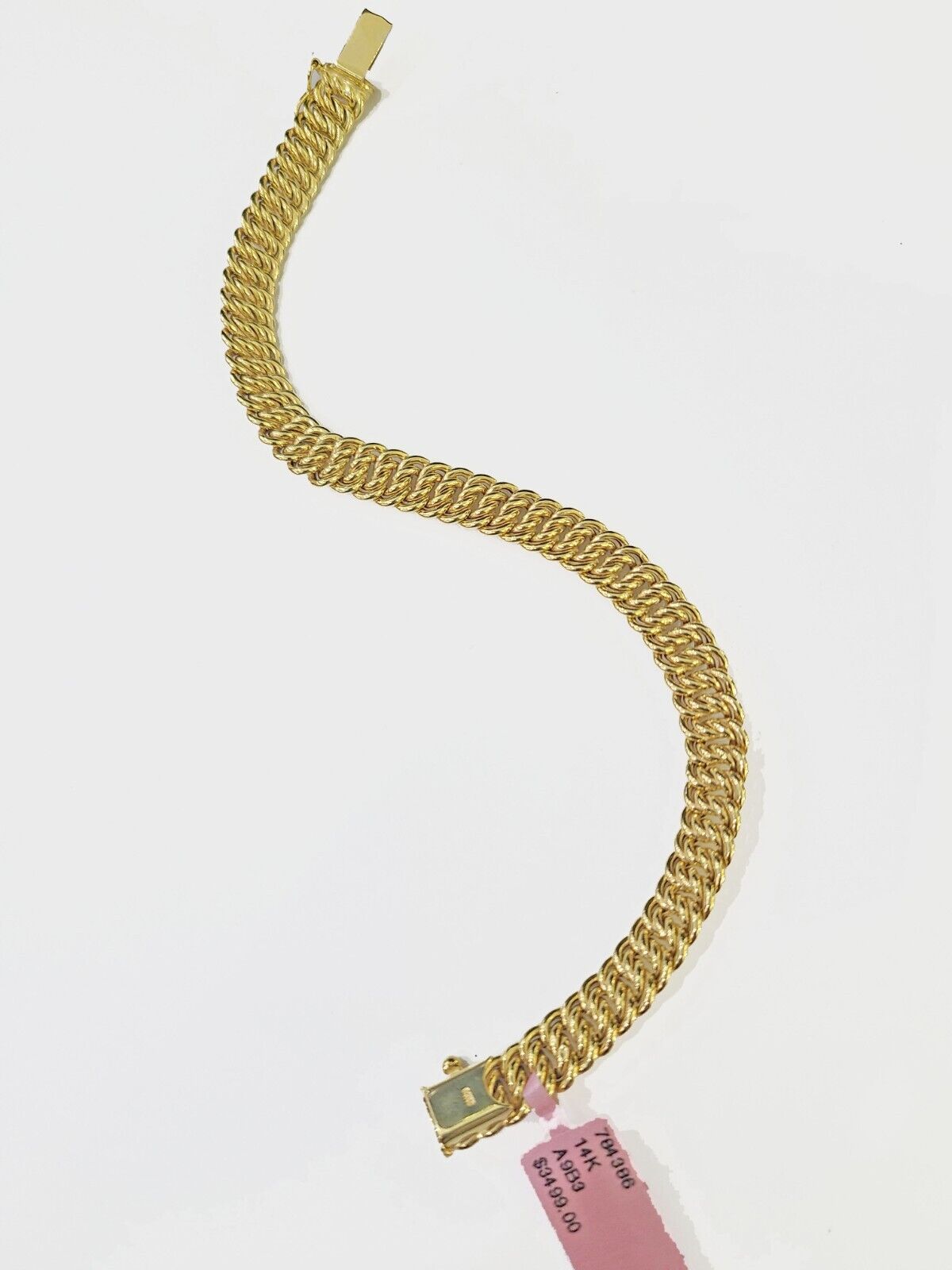 14K Yellow Gold Flat Byzantine Link Bracelet 8mm 7.5 inch Long - Reva Jeweler