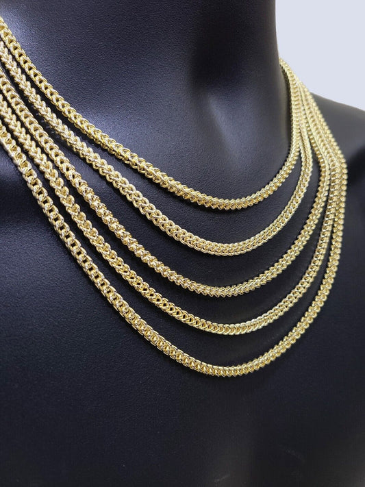 14k Yellow Gold Franco Chain Two - tone Necklace 4mm 26 Inch Diamond Cut 14kt SALE - Reva Jeweler