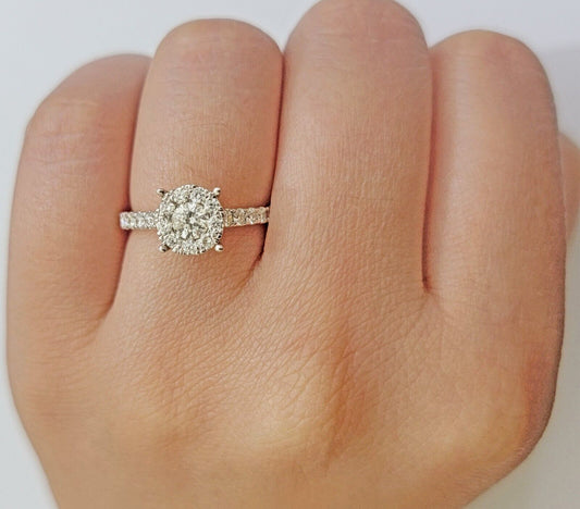 14k Yellow Gold Ladies Diamond Ring Wedding Engagement Women Solid Band REAL - Reva Jeweler