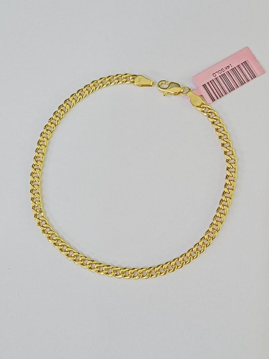 14K Yellow Gold Miami Cuban Bracelet 8" Inch 3mm Box Clasp - Reva Jeweler