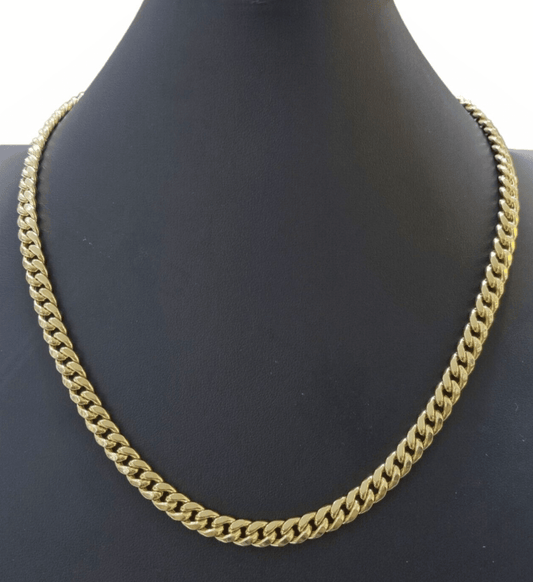 14K Yellow Gold Miami Cuban Chain 22" Inch Long 7mm Box Lock Necklace REAL