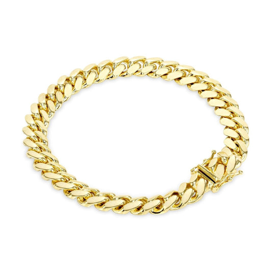 14k Yellow Gold Miami Cuban Link Bracelet 7.5 inch 8mm Real 14kt Kids and Ladies - Reva Jeweler