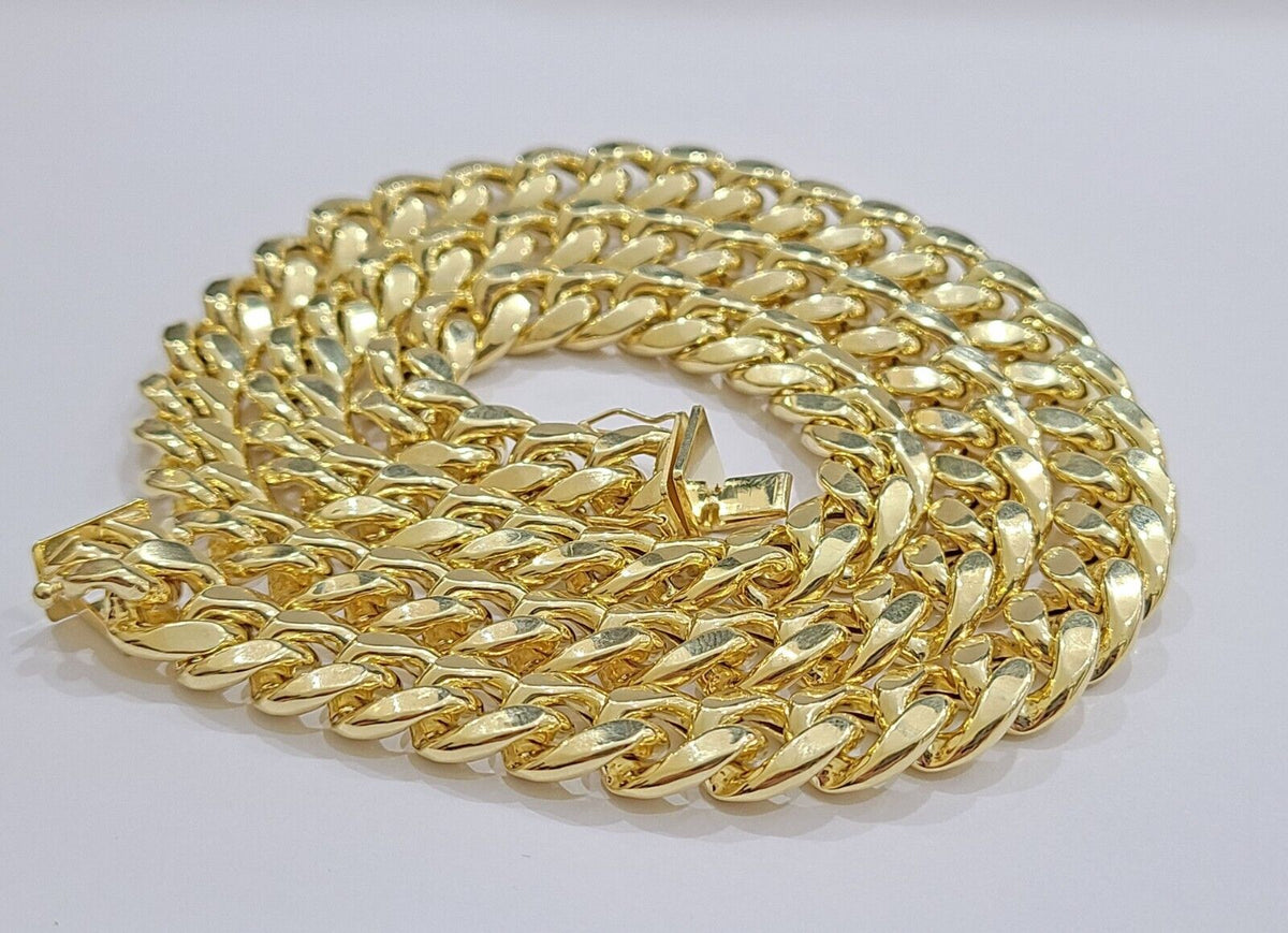 14k Yellow Gold Miami Cuban Link Chain 10mm 28" Necklace Box Lock Real 14kt - Reva Jeweler