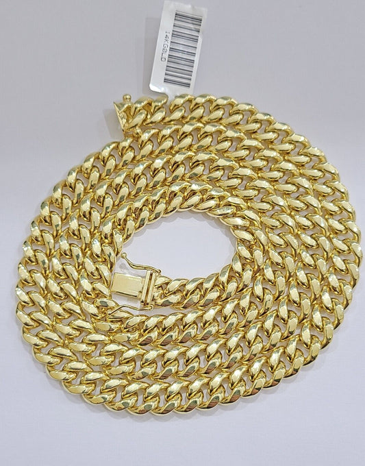 14k Yellow Gold Miami Cuban Link Chain 8mm 30" Necklace Box Lock Real 14kt - Reva Jeweler