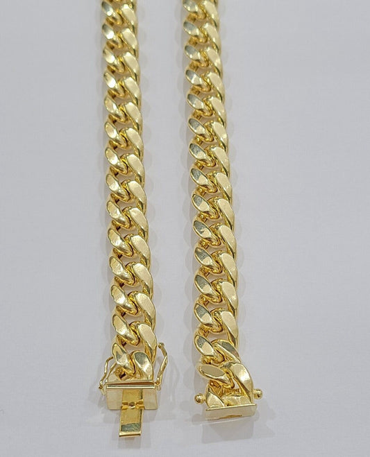 14k Yellow Gold Miami Cuban Link Chain 9mm 30" Necklace Box Lock Real 14kt - Reva Jeweler