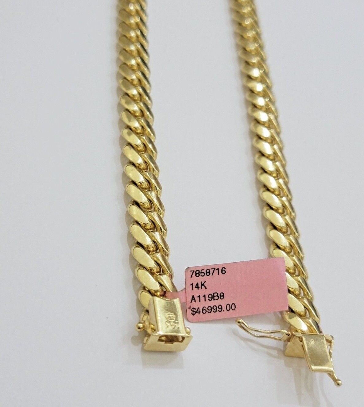 14k Yellow Gold Necklace 8mm Miami Cuban Link Chain 20 - 32 Inch REAL 14kt SOLID - Reva Jeweler