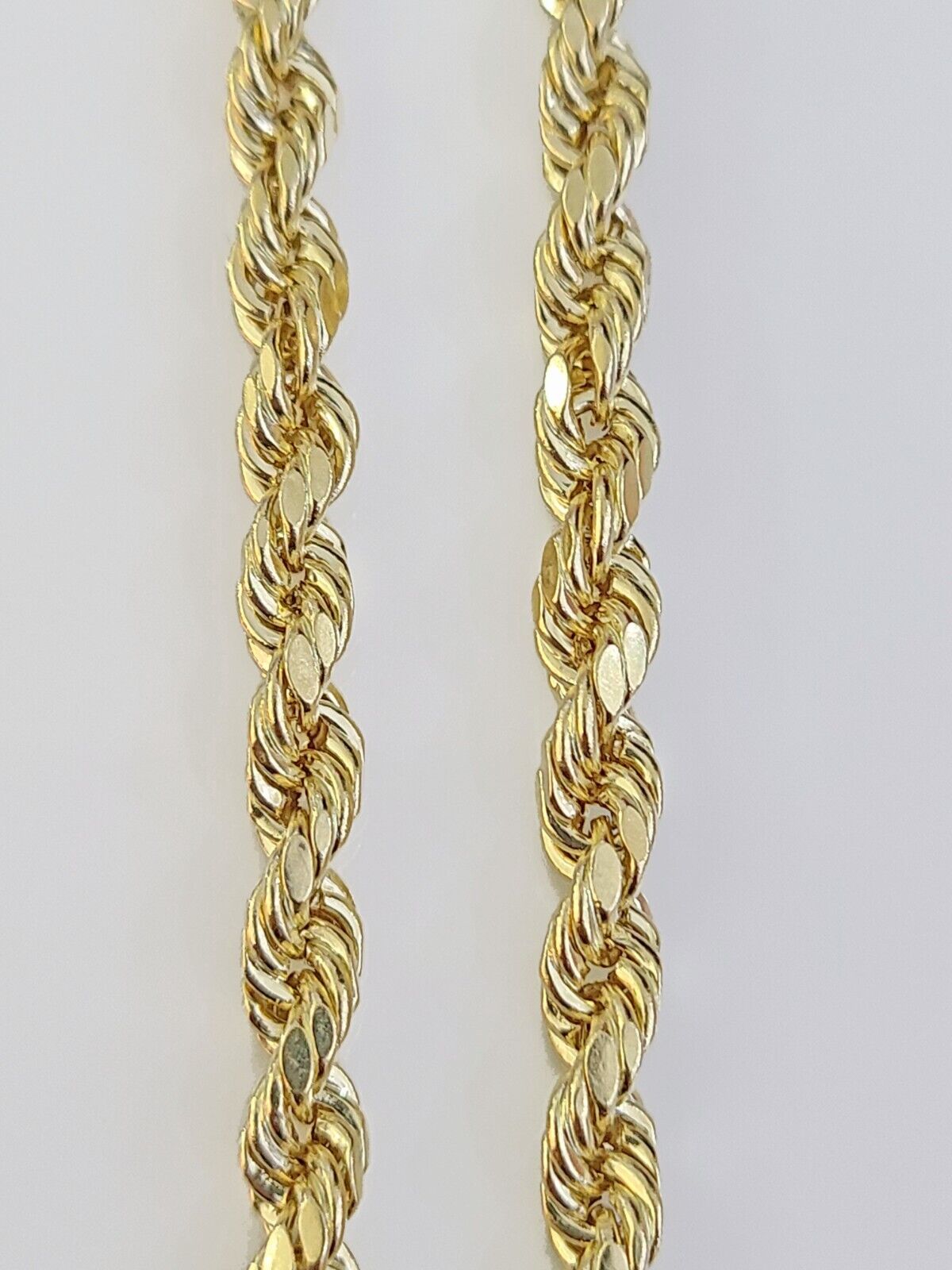 14k Yellow Gold Rope Chain & Nugget Cross Charm Pendent SET 5mm 22 Inch Necklace